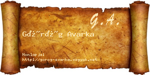 Görög Avarka névjegykártya